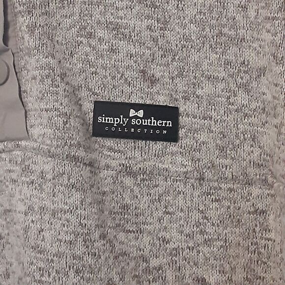 Simply Southern Women's Pullover Large Soft Knit Sweater Gray 1/4 Button Up - Picture 2 of 8